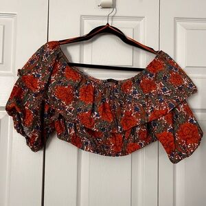 Zara Floral Ruffle Blouse